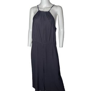 Vintage H&M Navy Blue Polka Dot Halter Jumpsuit/Playsuit  Wide Leg Sz 14